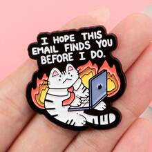New Cute Angry Cat Enamel Pin Office Quotes Badges On Backpack Women's Brooches Hat Lapel Pins Cosplay Accessories Gifts