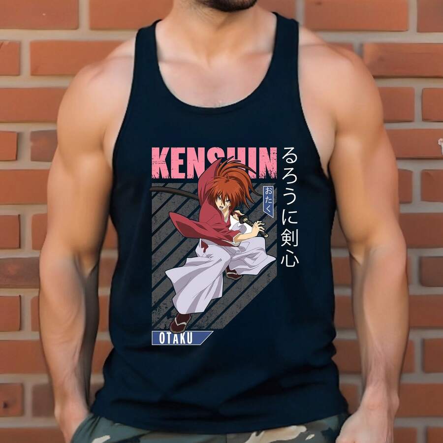 PLAYERA SIN MANGAS DEPORTIVA ANIME SAMURAI KENSHIN HIMURA OLIMPICA OH547 - Negro - Ver 1