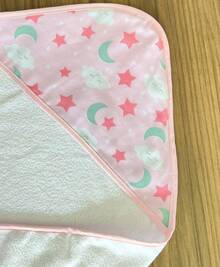 Hooded Polyester Baby Bath Towel Without Lining - Pink Sleepy - View 2
