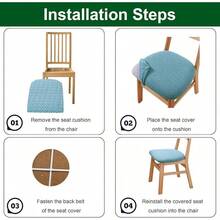 Stretch Non-Slip Soft Washable Dining Chair Covers Set Of 4, Yellow Cushion Slipcovers Kitchen And Dining Room Chairs - Jacquard Lake Blue - View 3