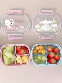 1pc 580ml Sanrio Hello Kittys Bento Lunch Box Set - Leak-Proof Microwave- 3 Compartment Lunchbox With Lid, Cute Pink Detachable Containers, Snack Bowls, Refrigerator Storage
