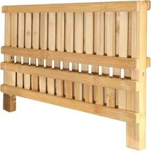 Escurreplatos de bambú, escurreplatos de bambú de 2 niveles, escurreplatos plegable y enrollable para encimera de cocina, escurreplatos de madera de Natural