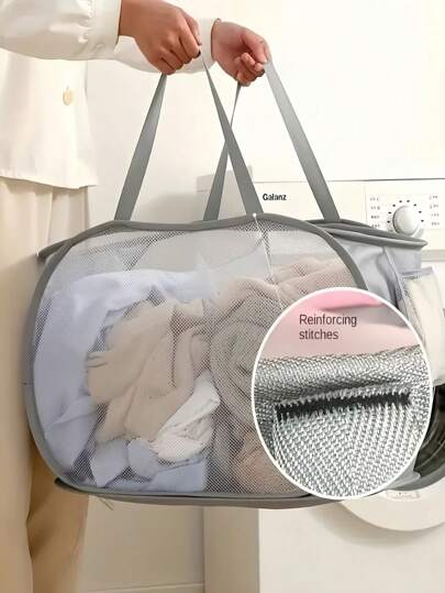 Panier à linge pliable durable - Panier à vêtements pliable avec poignées renforcées pour la salle de bain, le dortoir, les voyages - Boîte de rangement grise pliable, panier à linge pliable, essentiel pour le dortoir, conception pratique, conception de poignée robuste, panier à linge