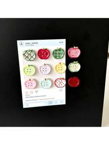 1 Set Of 5pcs/10pcs Retro Plaid Pattern Magnetic Decorative Fridge Magnets, Y2K Millennium Style Magnetic Stickers For Perforated Board Photo Wall - Multicolor - View 3