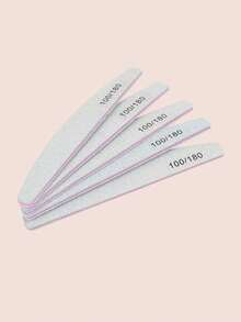 5Pcs/10Pcs Grey Nail Art File Half Moon Buffer Block Double Sided Manicure Files Sticks Nail Salon Tools
