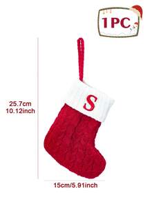 1Pc Knitted Letter Christmas Socks, Christmas Alphabet Knit Stockings, Mini Christmas Socks With Embroidered Letters, Merry Christmas Decorative Socks, Xmas Decor, Christmas Decorations For Home, Christmas Ornaments, Christmas Tree Decorations, Christmas Theme Dress Up Home Decor Christmas Decorations Room Decor Winter Christmas Decorations Home Christmas Gifts