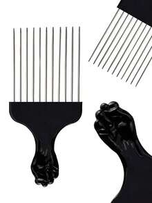 1支黑色金属非洲发梳 - C818 发刷、梳子、护发工具、沙龙美容美发产品及配件、返校季、旅行度假返校季必备品、万圣节造型工具、刷子、发梳、解结梳、球形梳、迷你发梳套装、木梳、发梳、迷你发梳、解结梳、美发产品、美发工具、美发用品、护发、卷发梳、美发设备、旅行必备品、发型、美发、发梳、背梳、造型梳、卷发梳、边缘梳、发梳、梳发、发梳套装、梳发、卷发梳、解结梳、女士发梳、头发、旅行、美发产品、美发工具、美发用品、理发师、理发师配件、理发店、美发设备 - 黑色 - 查看 1