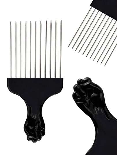 1 Peça pente afro de metal preto em formato de punho - C818 Escova de cabelo, pente, ferramenta para cuidados com o cabelo, produtos e acessórios de beleza para salão de beleza, volta às aulas, itens essenciais para viagens e férias, ferramentas de penteado para o Halloween, escovas, escova de cabelo, escova desembaraçadora, escova de bola, conjunto de mini escovas de cabelo, pente de madeira, escova de cabelo, mini escova de cabelo, escovas desembaraçadoras, produtos para cabelo, ferramentas para cabelo, acessórios para cabelo, cuidados com o cabelo, escova para cabelo cacheado, equipamentos de cabeleireiro, itens essenciais para viagem, penteado, cabeleireiro, escova de cabelo, escova para penteado para trás, escova modeladora, escova para cabelo cacheado, escova para contorno, pente de cabelo, escova de cabelo, conjunto de escovas de cabelo, pente para cabelo, pente para cachos, escova desembaraçadora, escova de cabelo feminina, cabelo, viagem, produtos para cabelo, ferramentas para
