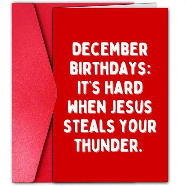 Creative Cartoon Cake Design Fun December Birthday Card - The Perfect Gift For Friends And Family, 1 Card, Suitable For Winter And New Year