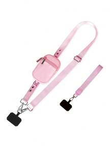 拉链手机挂绳，时尚女士斜挎手机挂绳，钱包式手机斜挎挂绳，新款拉链手机挂绳，可调节斜挎手机挂绳 - 涤纶材质，休闲风格，手机袋，女士礼物 - 彩色 - 查看 6