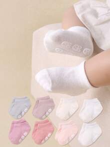 16双防滑硅胶袜，可爱小熊图案，适合女婴和幼儿——可爱新款秋季休闲室内袜。亲肤、柔软、舒适、百搭，是学生的理想之选，非常适合日常穿着、度假、旅行以及秋冬季返校穿搭。 - 彩色 - 查看 2