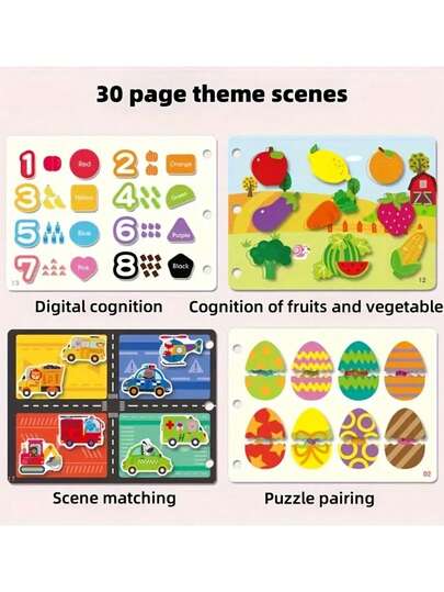 187pcs Reusable Sticker Book With 70 Tear & Stick Pages, Puzzle Stickers For Early Education, Quiet Book, Suitable For Christmas & New Year Gifts