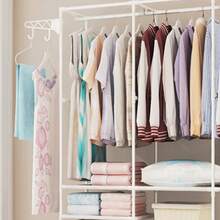 Space-Saving Wardrobe Stand With 10 Shelves And 4 Clothes Rails, Heavy-Duty Metal Wardrobe Organizer, Easy To Assemble And Multifunctional For The Bedroom - trắng - Xem 4