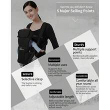 1pc Adjustable & Breathable Baby Carrier, Black, Suitable For Daily Use And Travel
