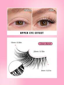7 Pairs Asiteo Natural Cat Eye Makeup Effect False Eyelashes, Thin Corner Lashes, Transparent Stem, Short Style, Strip Lashes, Eyelashes, False Eyelashes - Natural Lashes - View 3
