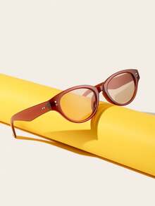 1 PC Teen's 14-16Y Metal Hinge Sunglasses Casual Oval Frame Eyewear Suitable For Holiday Outing And Daily Life Clothing Accessories - Multicolor - View 6