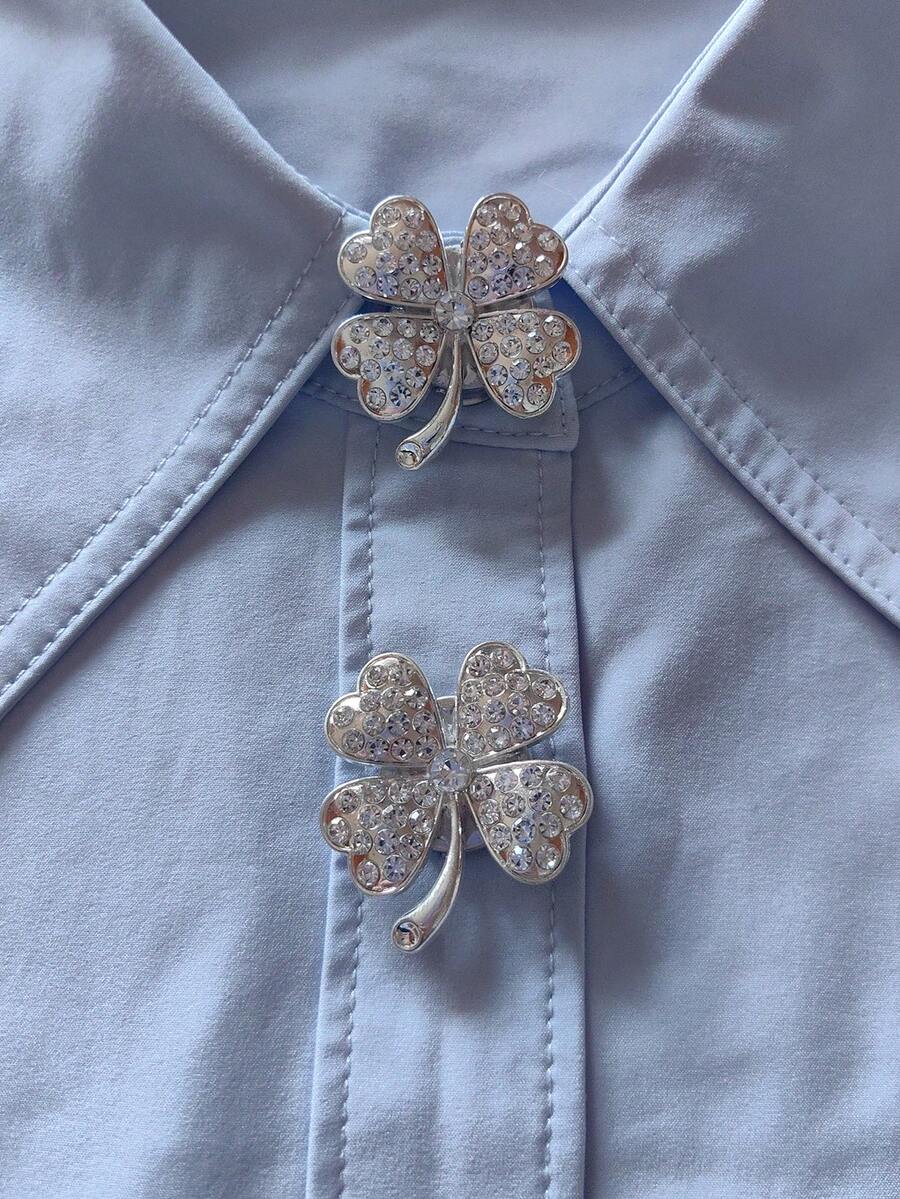 2 Pcs/Set Elegant Flower Button Covers, Shirts Button Cover Clip On Button Covers Fashion Crystal Cufflinks Cover, Suitable For Tuxedo And Wedding Dresses Decoration - Flowers - View 1
