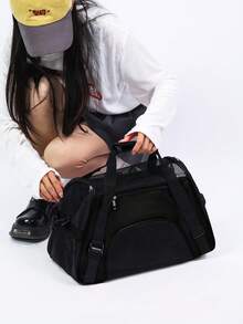 Expandable Breathable Cat Carrier Tote Bag, Portable Pet Backpack Cage For Outdoor Travel