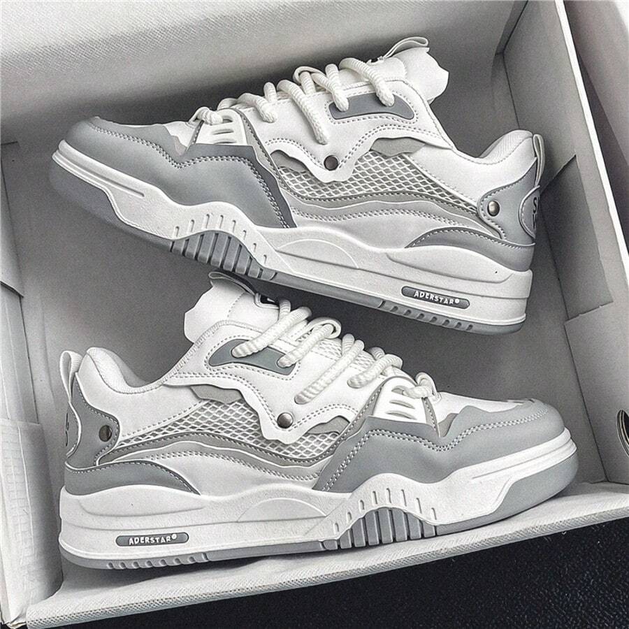 男鞋2025春秋季新款复古休闲运动鞋夏季防滑厚底运动鞋 - 淺灰色 - 查看 1