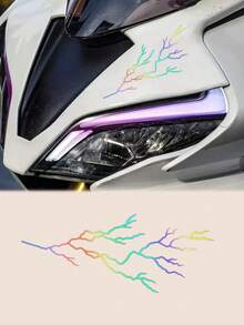 1pc Lightning Crack Waterproof Car/Motorcycle Sticker | Black/White/Red/Gradient (4 Colors) | High Quality Windshield/Body Sticker | Ultra Cool | Ideal Choice For Car Enthusiasts - Multicolor - View 8