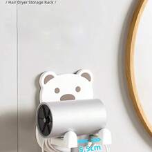 1/3pcs Bear Shaped Hair Dryer Holder Wall Mount, No Drill Bathroom Hair Dryer Rack - Multicolor - View 9