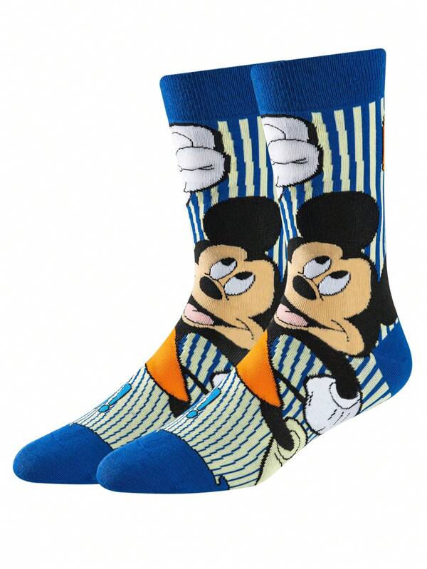 Disney 1 Pair Disney Official Men's Socks, Disney Mickey Mouse Cartoon Socks, Creative & Funny Socks, Comfortable & Breathable Fashion Men's Socks, Disney Socks