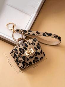 [Móc khóa thời trang] Móc khóa giả da cao cấp họa tiết da báo thời trang kèm ví đựng tiền xu | Thiết kế nổi, hình chữ nhật, phụ kiện chìa khóa xe và túi xách thời trang, quà tặng lý tưởng, dụng cụ sắp xếp chìa khóa, khóa mạ vàng - Nhiều màu - Xem 6