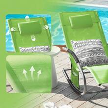 SoBuy Set Of 2 Sun Lounger Garden Chair Recliner With Cushioned Pillow & Side Pocket Garden Rocking Chair With Steel Frame 150kg Capacity Outdoor Garden Furniture For Patio Poolside OGS28x2 - Green - View 7