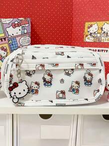 Sanrio 1个装Hello Kitty印花铅笔盒小学生大容量文具袋可爱多层小猫铅笔盒儿童透明文具收纳盒 - 彩色 - 查看 8