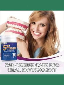 5D美白科技！3天亮白，深层清洁，保护牙龈，牙粉