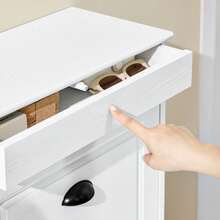 SoBuy Shoe Cabinet With 4 Flaps, Shoe Rack, Shoe Tipper With 8 Storage Compartments, Shoe Chest, Shoe Storage, White, BHT Approx. 105x82x24cm, FSR79-W - 黑與白 - 查看 6
