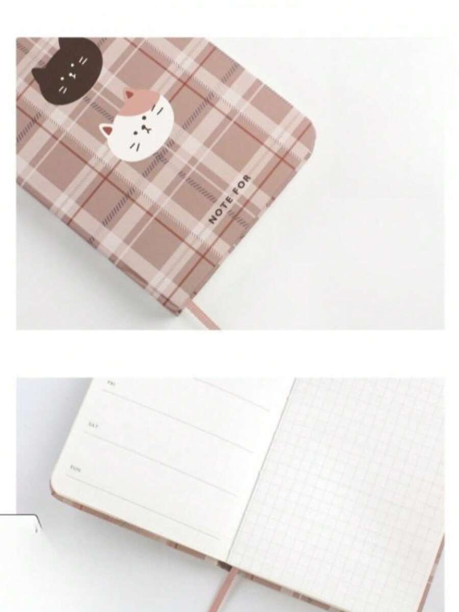 1 pieza Cuaderno con tapa dura de serie a cuadros, diario de estudiante con patrón de cuadros escoceses británicos