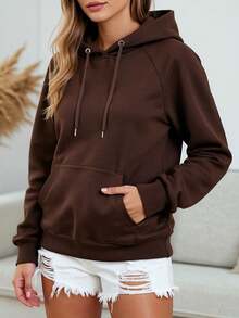 Women's  Hoodie With Premium Plain Flannel Cold Weather Blouse Coat Winter Long Sleeve Windbreaker - Rỉ Nâu - Xem 1