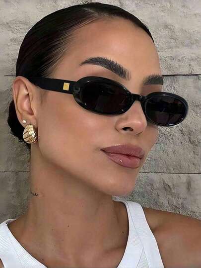 1pc Women's Retro Daily Casual Fashion Oval Small Frame Decorative Fashion Glasses Hot Girl Outdoor Sports Driving Sunscreen Fashion Glasses Suitable For Party Outdoor Party Decoration Glasses