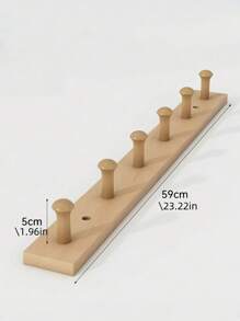 1pc Wooden Wall Mounted Clothes Hook, No Drilling Required