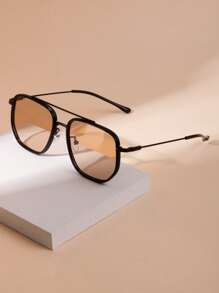 复古经典金属几何飞行员镜框时尚个性化时尚眼镜，男女通用朋克海滩派对假日街头快照 Y2K 别致眼镜适合休闲日常装扮