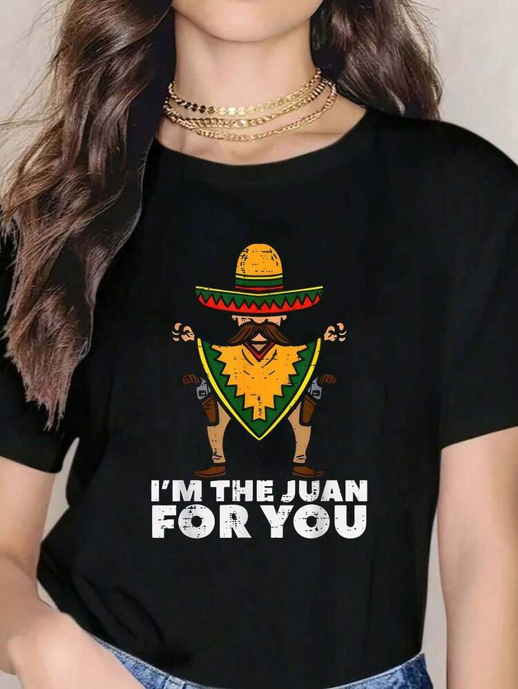 Camiseta divertida de fiesta mexicana del Cinco de Mayo con el texto "Soy Juan para ti". Camisetas de moda. - Negro - Añade 1