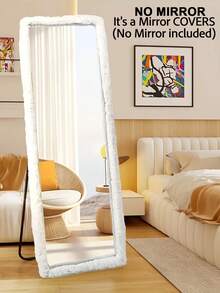 1 Pc Mirror Covers, Plush Floor Mirror Cover, Christmas Decorations, Girl Gift, Suitable For Ultra-Soft Non-Slip Cover Self-Standing Multi-Size Mirror Cover 64"X21" Full-Length Mirror Cover Warm Decoration, Suitable For Living Room Bedroom Cloakroom Full-Length Mirror, TV Cover (Multi-Color) - 彩色 - 查看 15