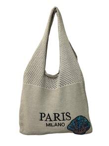 Dzianinowy Vintage Hollow-Out Crocheted Crop Top Z Modną Torebką, Wszechstronna Torebka