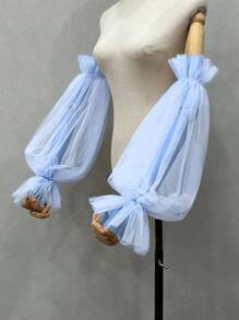 1pc Black Mesh Bubble Sleeve & 2pcs Elastic Bride Sleeve Covers Autumn Accessories