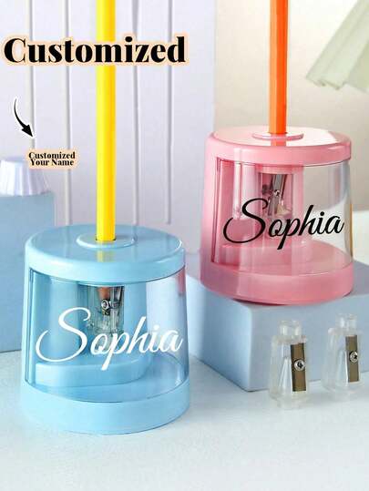 Personalized Electric Pencil Sharpener, Automatic Pencil Sharpener, Rotary Pencil Sharpener, Portable Kids Pencil Sharpener, Razor-Sharp Blades For 2# Pencils/Colored Pencils (6-8mm), Suitable For School, Office, Home (Multi-Color Options) Back To School