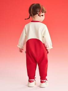 Balabala 女宝宝连体衣 2025 春季羊毛连体衣 可爱新年装 - 白紅色調 - 查看 3