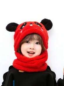 1pc Kids Earflap Hat, Autumn/Winter Warm Windproof Cute Ear Design Beanie Scarf Set For Boys & Girls - Multicolor - View 13