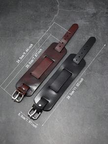 1pc Double Row Punk Style Leather Bracelet, Personalized Wrist Cuff Jewelry, Suitable For Daily Wear, Gift