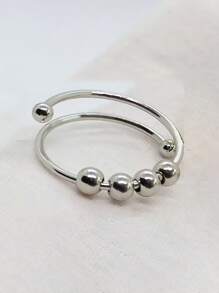 1 Stück einzigartiger drehbarer Doppelkugelring aus Edelstahl, Angsthilfe-Ring für Frauen, Goldschmuck