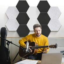 12 PCS White Hexagonal Soundproof Panels Self-Adhesive Wall Decoration Stickers For Recording Studio Home Theater Office - White - View 6