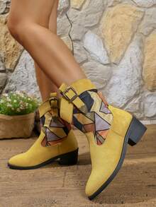 2025 Herbst Neue Europäische & Amerikanische Stil Stiefeletten für Damen, Stiefeletten mit quadratischem Absatz, Western Stil