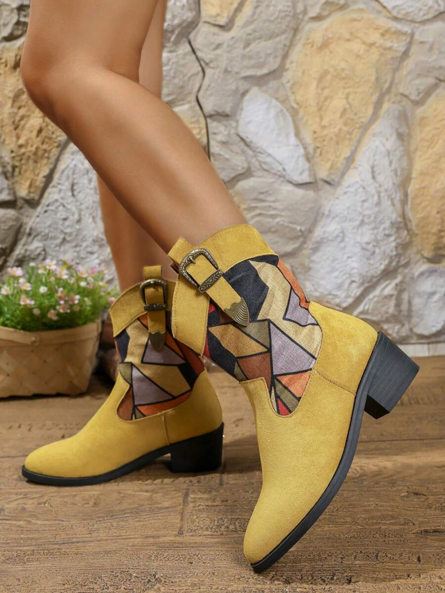 2025 Herbst Neue Europäische & Amerikanische Stil Stiefeletten für Damen, Stiefeletten mit quadratischem Absatz, Western Stil