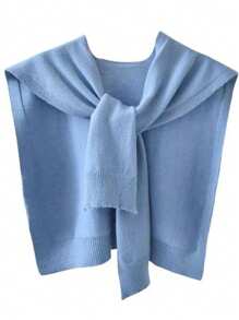 女士针织披肩，纯色肩披开衫，轻薄夏季围巾系颈配饰，春秋季连衣裙搭配。