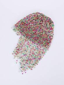 1pc Handmade Crochet Hollow Out Decorative Beaded Cap - Color - View 4